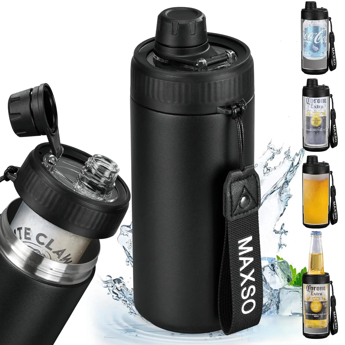 4-in-1 Insulated Tumbler Cup – Leakproof Travel Cup for Cans, Bottles & Cold Drinks