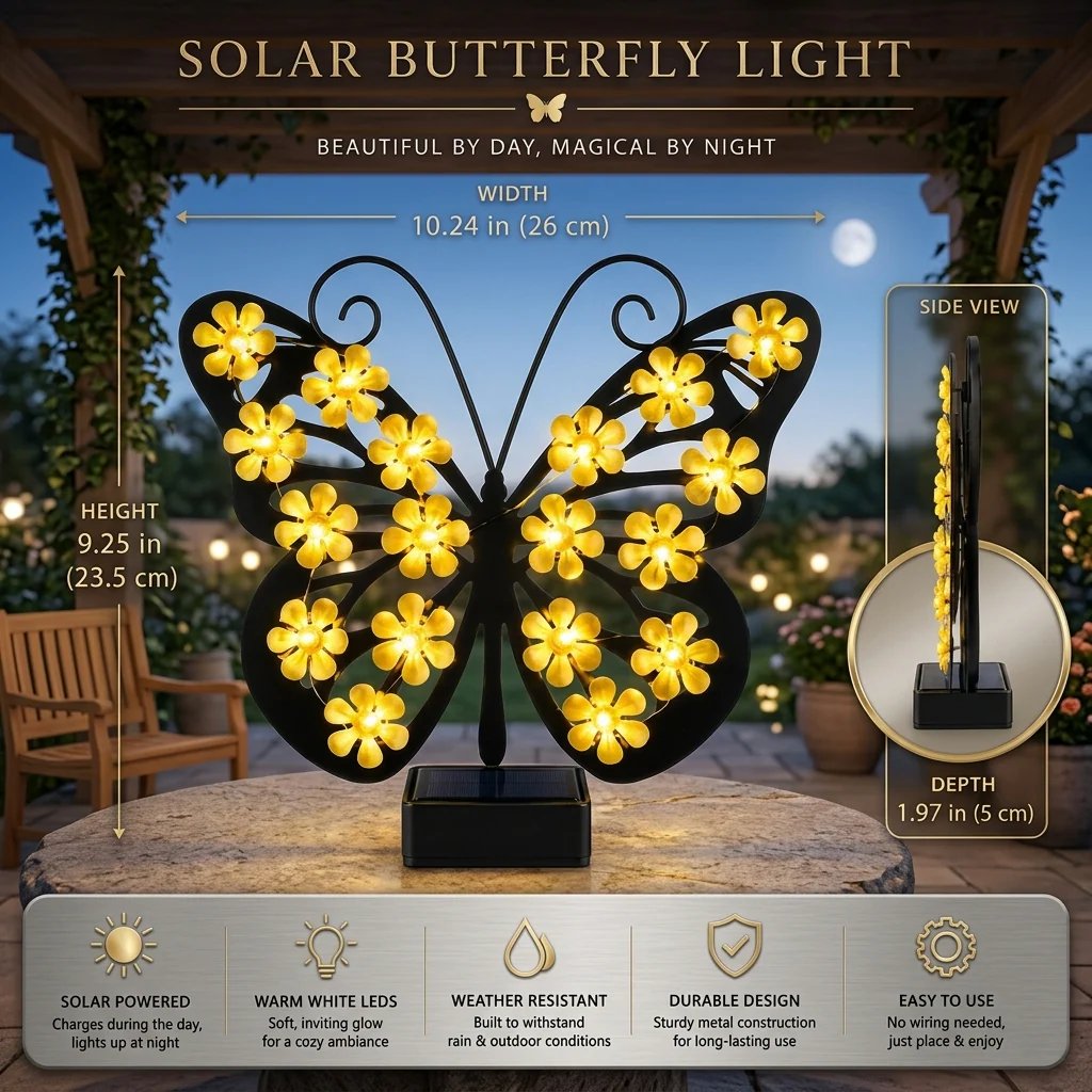 🦋☀️Solar Flapping Wing Butterfly Garden Wall Light