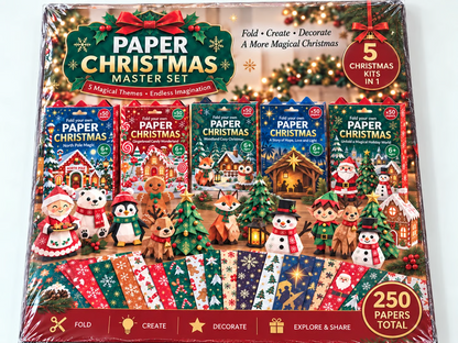 🎄✂️ Paper Christmas Craft Kit — 250 Sheets, 5 Festive Themes, DIY 3D Paper Crafts