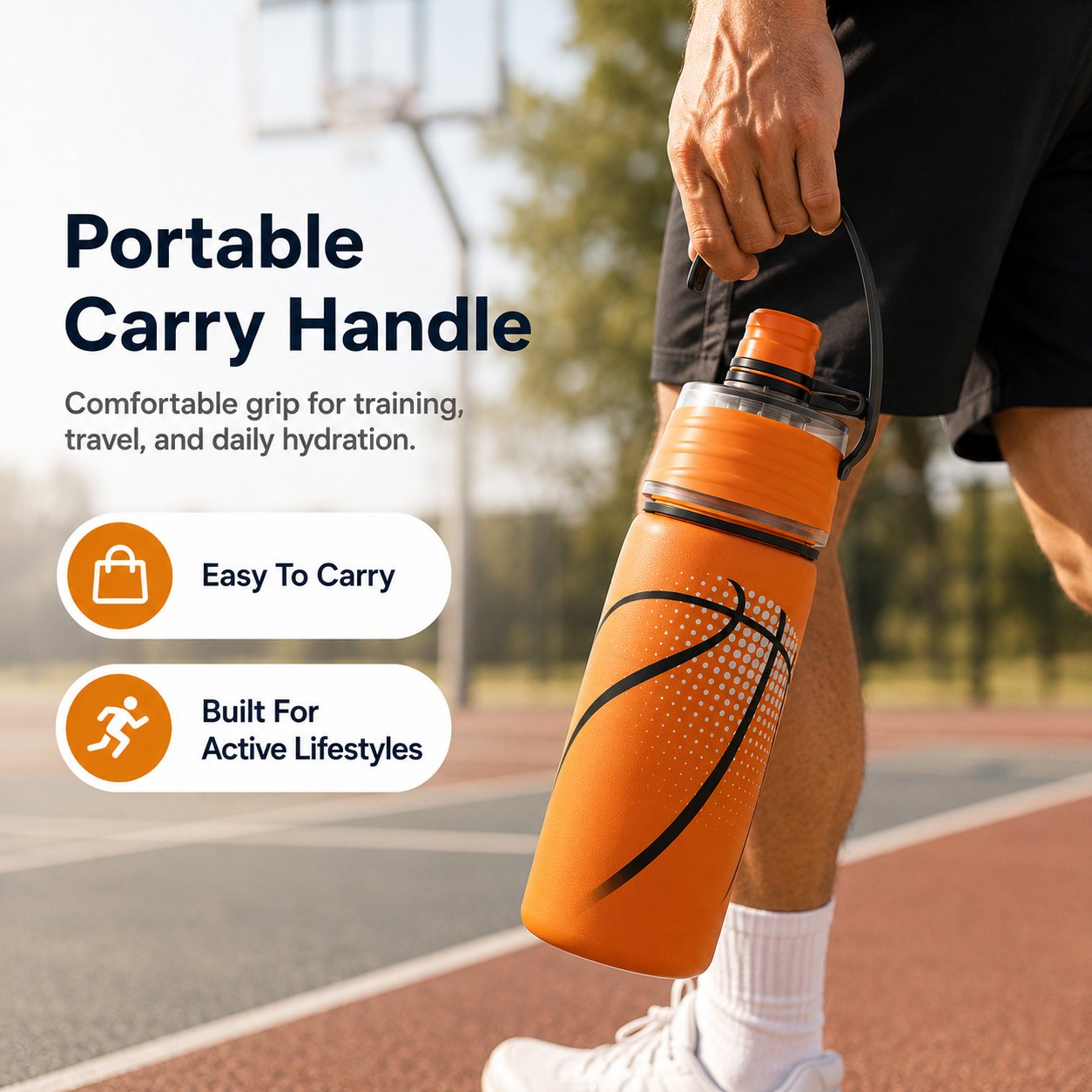 🏀 Basketball Gift Sale 49% OFF - Outdoor portable large-capacity spray sports water bottle