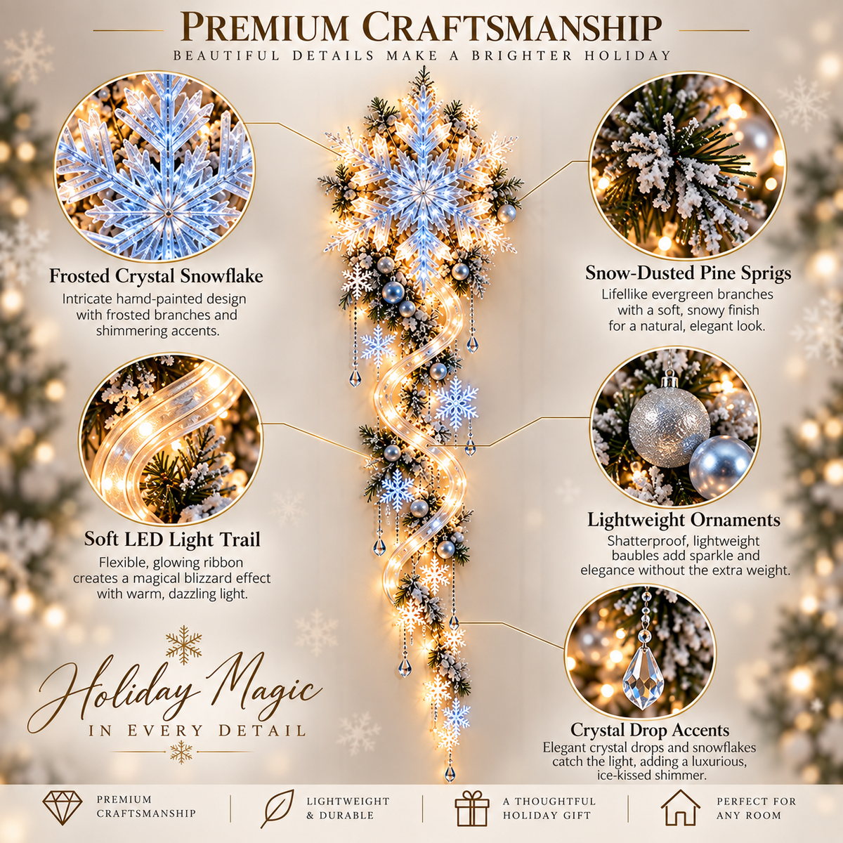🔥Last Day 49% OFF-❄️Giant Snowflake Blizzard Track Light