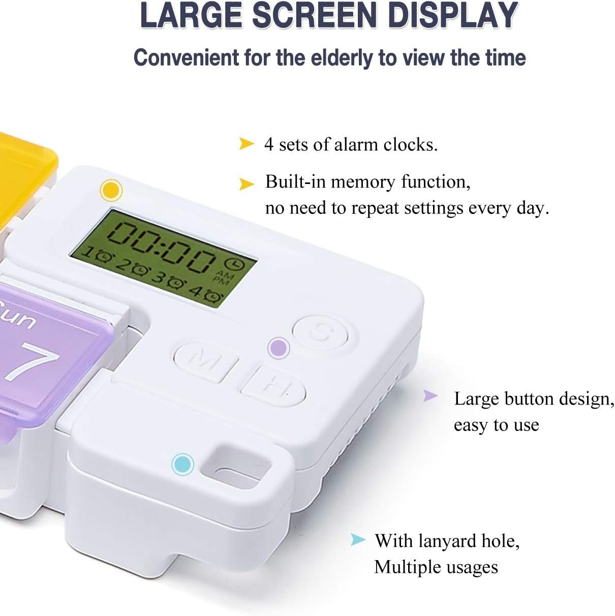 7-Day Pill Organizer with Alarm Reminder