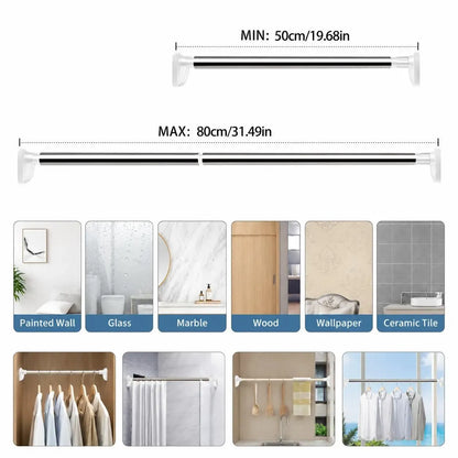 Drill-Free Adjustable Tension Rod for Closet & Laundry