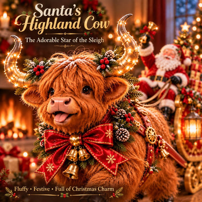 💥LAST DAY 50% OFF🐮🎅 Santa’s Highland Cow Christmas Sleigh