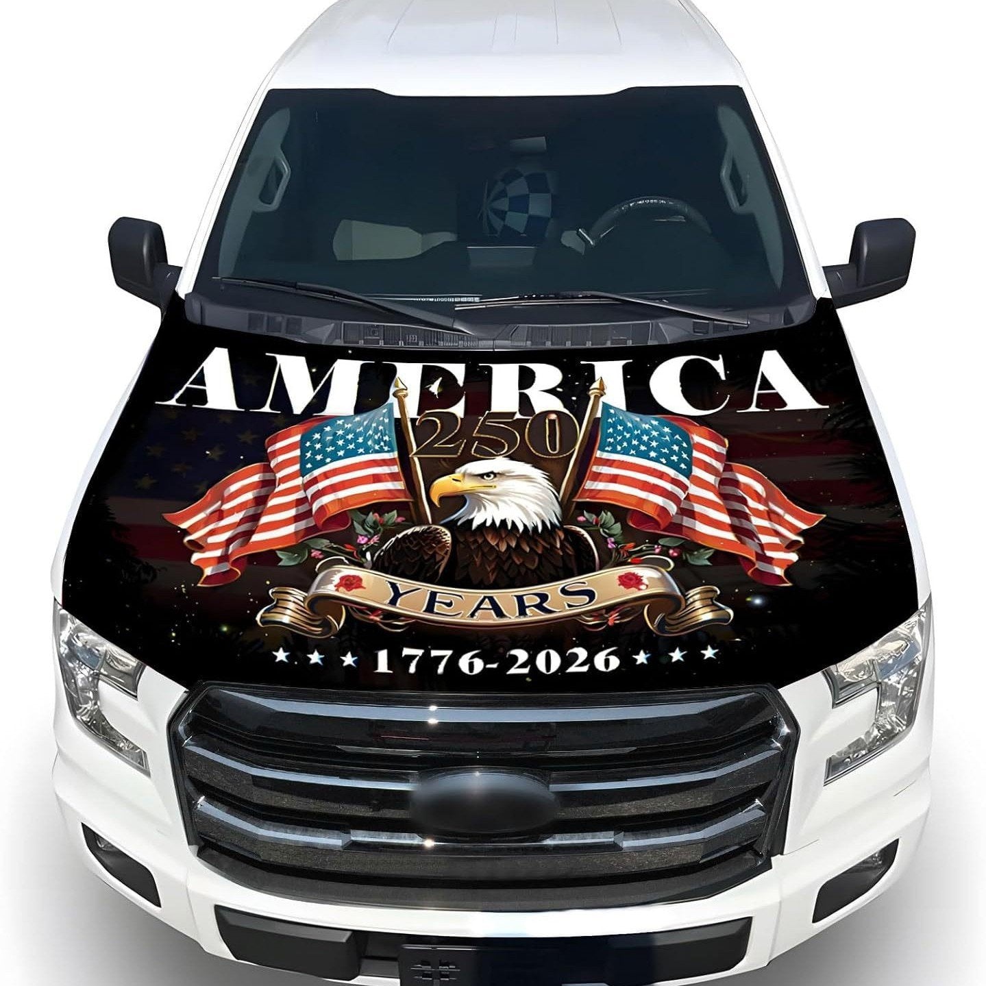 🔥65K+ Sold American Eagle Car Hood Flag Cover 🇺🇸🦅 No Glue, No Tools, Install in 1 Minute 🚗