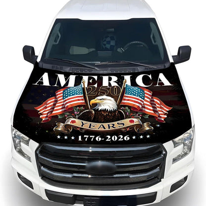 🔥65K+ Sold American Eagle Car Hood Flag Cover 🇺🇸🦅 No Glue, No Tools, Install in 1 Minute 🚗