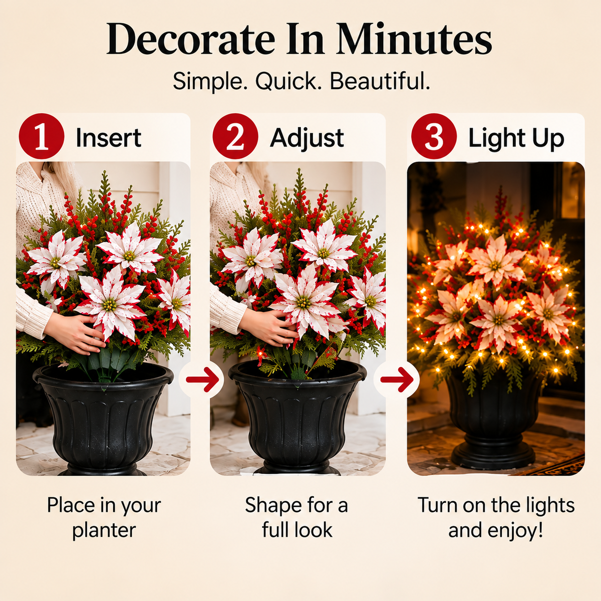 🔥LAST DAY 49% OFF -🌸Light-up Christmas Poinsettia Planter Liner