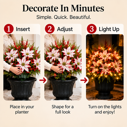 🔥LAST DAY 49% OFF -🌸Light-up Christmas Poinsettia Planter Liner