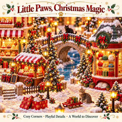 🔥 Last Day 50% OFF-🐱Glowing Christmas Cat Town 🎄 — A festive scene for cat lovers 🐈✨