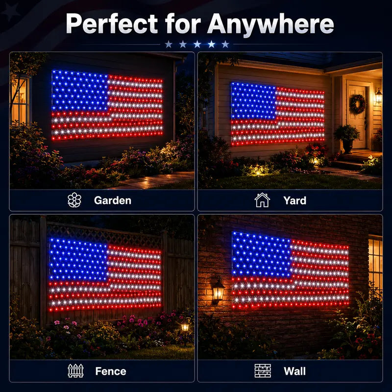 Outdoor Solar American Flag Light (6.5ft x 3.28ft) | Ultra-Bright Waterproof Patriotic Yard Decor