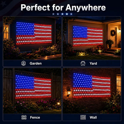 Outdoor Solar American Flag Light (6.5ft x 3.28ft) | Ultra-Bright Waterproof Patriotic Yard Decor
