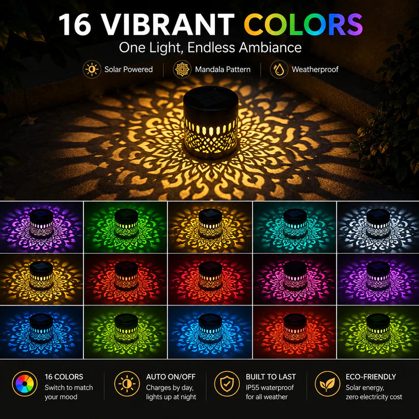 🌟Outdoor Patio Ambient Light Solar Powered Mandala Projector Lamp