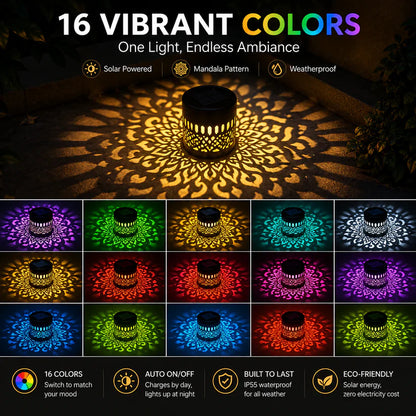 🌟Outdoor Patio Ambient Light Solar Powered Mandala Projector Lamp