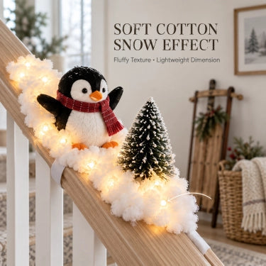 Soft snowy penguin Christmas staircase detail