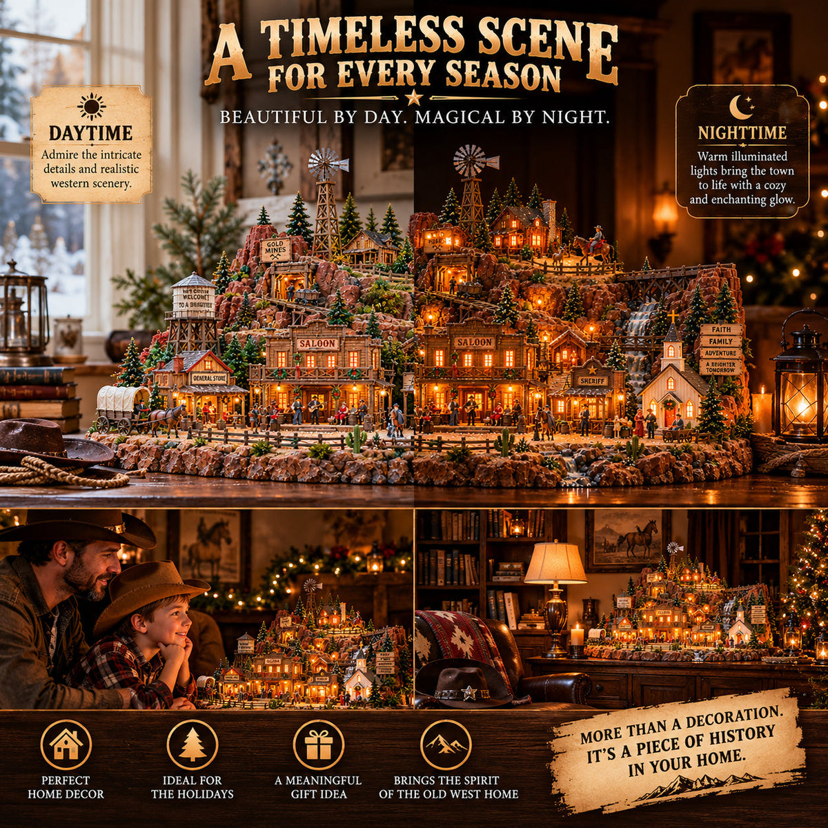 🎄 Last Day 50% OFF-🤠 Ready to Bring the Old West Home?! ⭐ The Old Western Frontier – A Glowing Town Full of Legendary Stories!