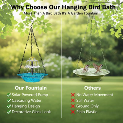 🔥Last 4 hours Hot Sale 50%-🐦Solar Cascade Hanging Bird Bath Fountain