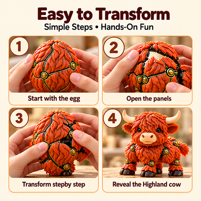 🔥Last Day 49% OFF🔥🐮 2-in-1 Transforming Highland Cow Egg – Articulated Figure！