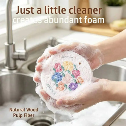 Natural Wood Pulp Floral Dish Sponge 🌱 | Eco-Friendly Kitchen Cleaning Essential 🧽