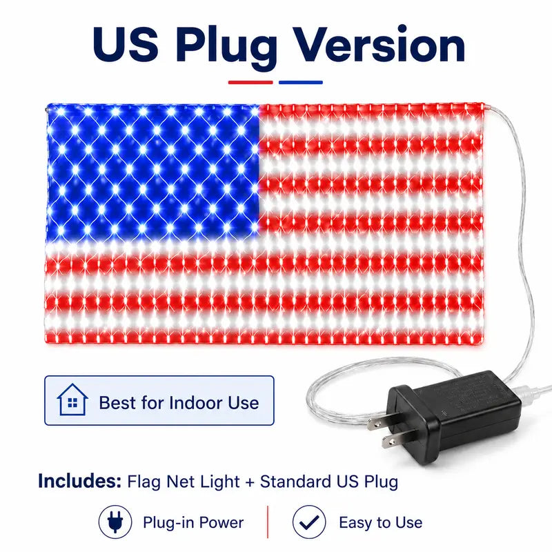 Outdoor Solar American Flag Light (6.5ft x 3.28ft) | Ultra-Bright Waterproof Patriotic Yard Decor