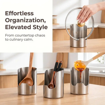 🍳Thickened Stainless Steel Utensil Organizer – Rust Resistant & Easy Clean