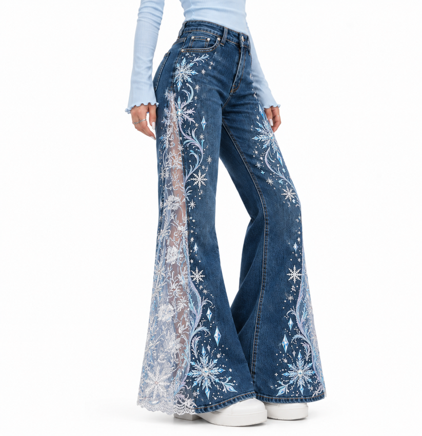 🔥Hot Sale 49% OFF🔥Royal Bloom Embroidered Flare Jeans