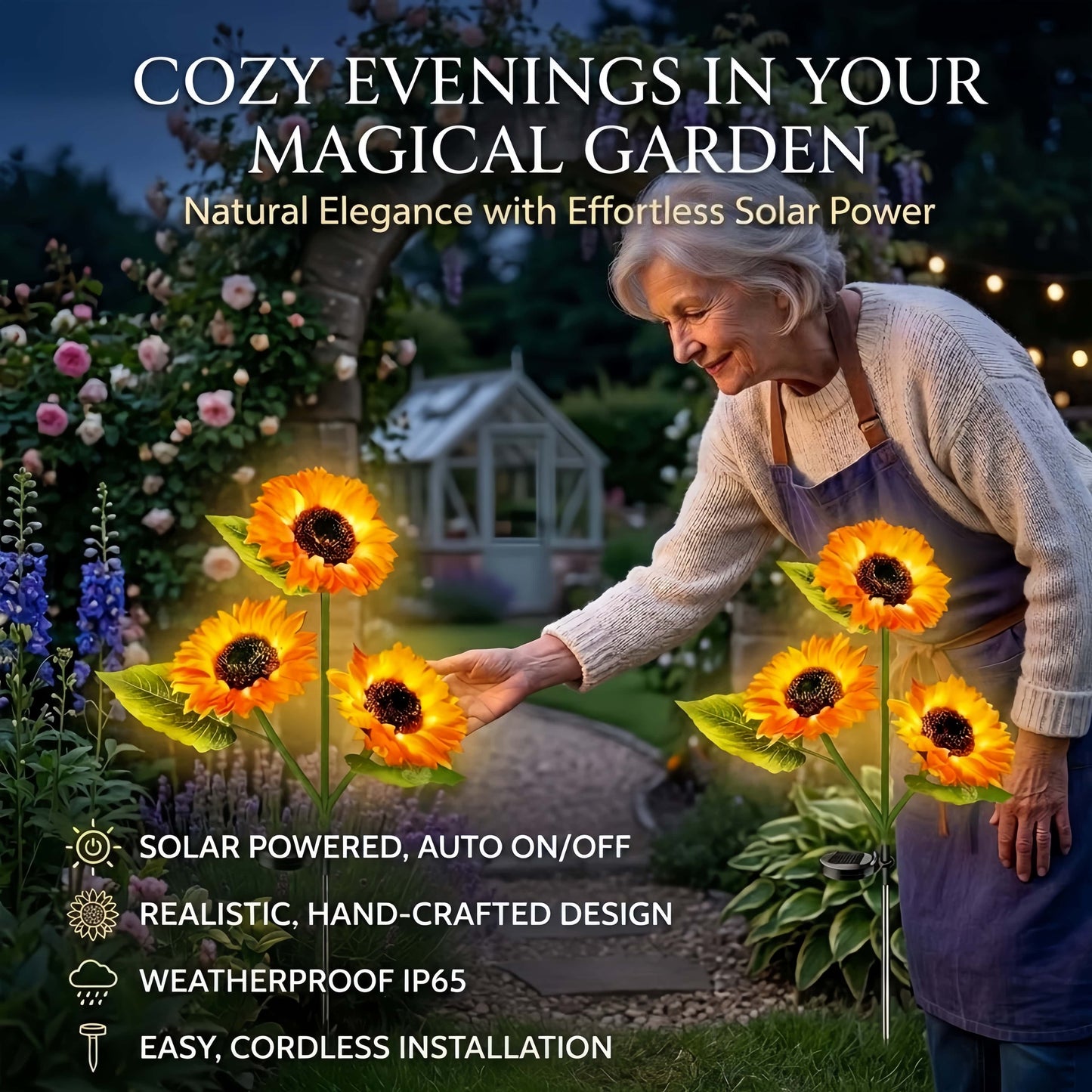 🌻 Solar Powered Sunflower Garden Lights – 2 Pack