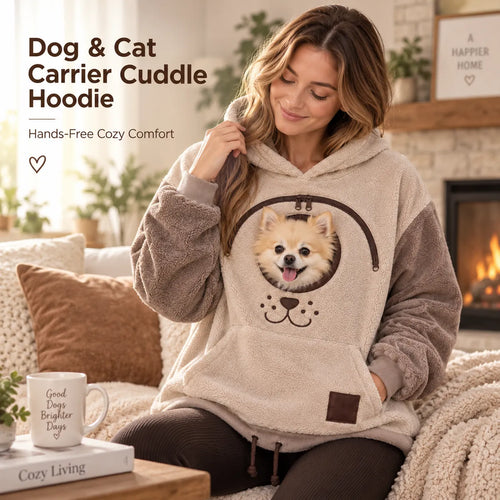 ⏰LAST DAY 50% OFF 🐾 Cozy Pet Carrier Hoodie — Built-In Pouch for Cats & Small Dogs