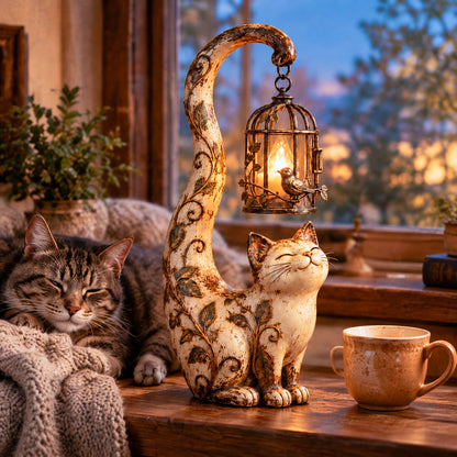 🔥LAST DAY 50% OFF - 🐈‍⬛Vintage Cat Lantern Sculpture Lamp