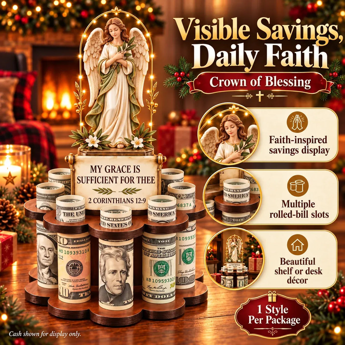 ⏳ Last Day 50% OFF-🙏 Bible Verse Savings Challenge Stand – Christian Cash Organizer & Faith-Inspired Gift