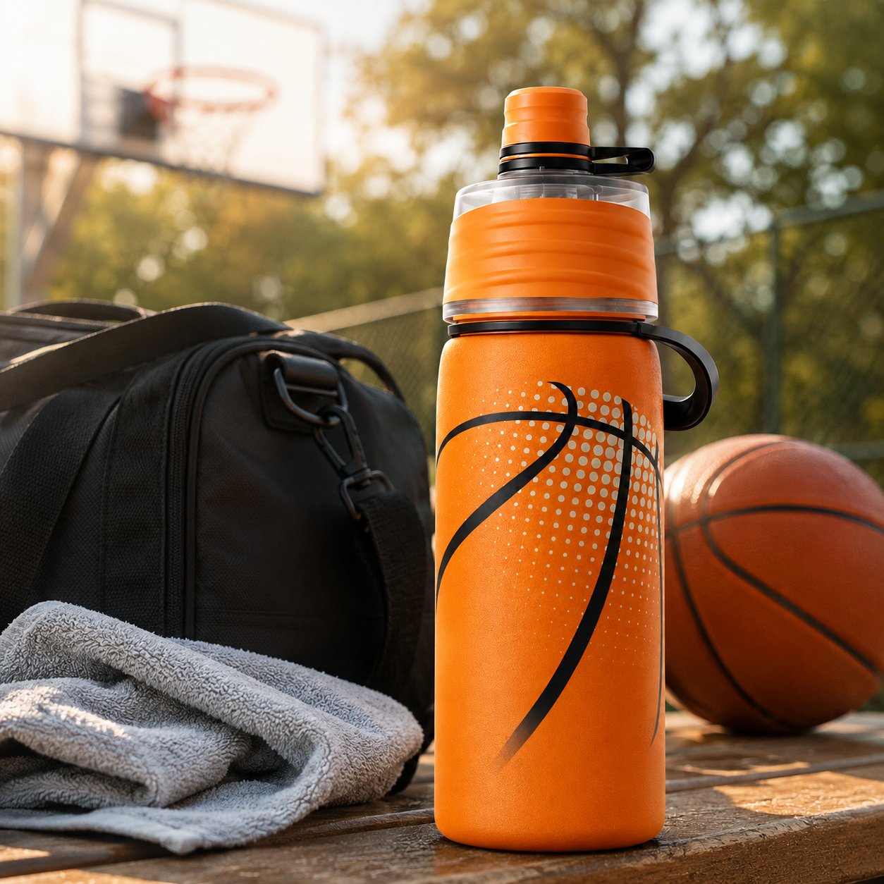 🏀 Basketball Gift Sale 49% OFF - Outdoor portable large-capacity spray sports water bottle