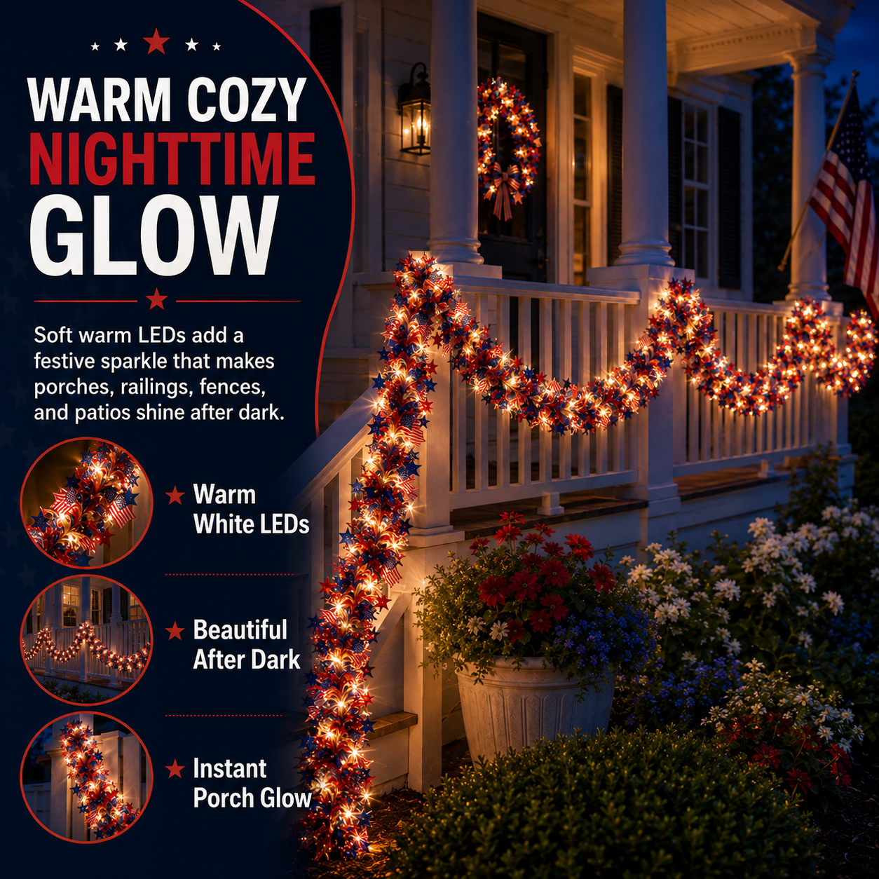 Celebrate 250 Years of Freedom with American Flag & Star Fairy Lights ✨