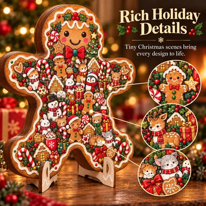⏳ Last Day 49% OFF –🎄🧩 Wooden Christmas Puzzle with Stand