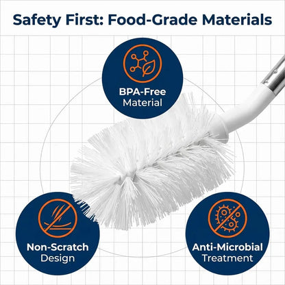 🧴 Extra Long Water Tank Cleaning Brush – Flexible Bristles for 5-Gallon Jugs, Deep Clean Narrow Openings & Wide Containers