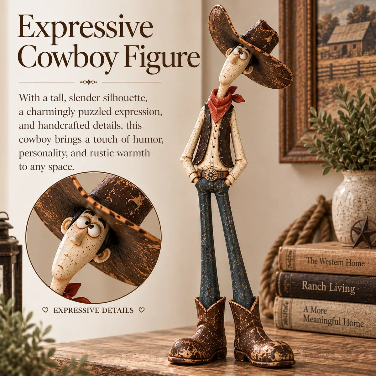 🤠🐴Whimsical Western Cowboy & Horse Figurine Duo - The Perfectly Odd Western Duo
