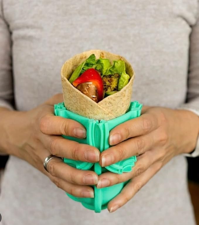 Sunshine Wrap'd Reusable Silicone Lunch Burrito Flatbread Holder Container - Alternative to Beeswax Wraps and Cling Wrap