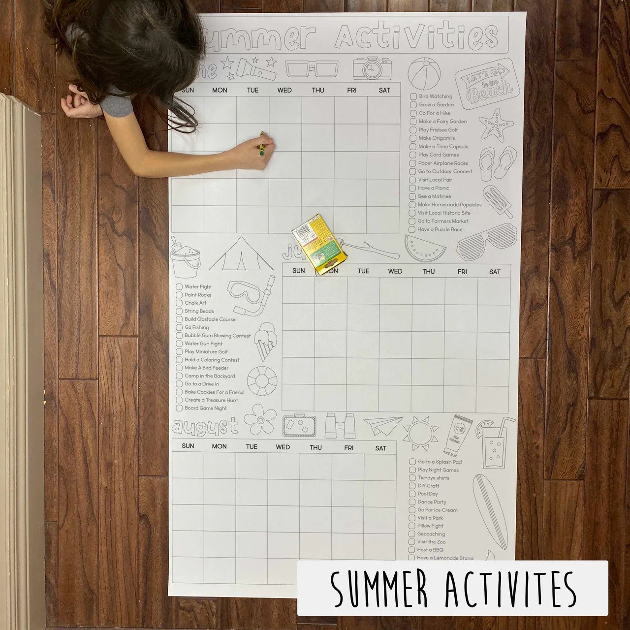 Giant Summer Bucket List Coloring Poster – Family Memory Maker
