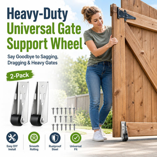 🔧 Heavy-Duty Gate Support Wheel – Anti-Sag Fence Repair Roller for Smooth, Easy Gate Movement ✨