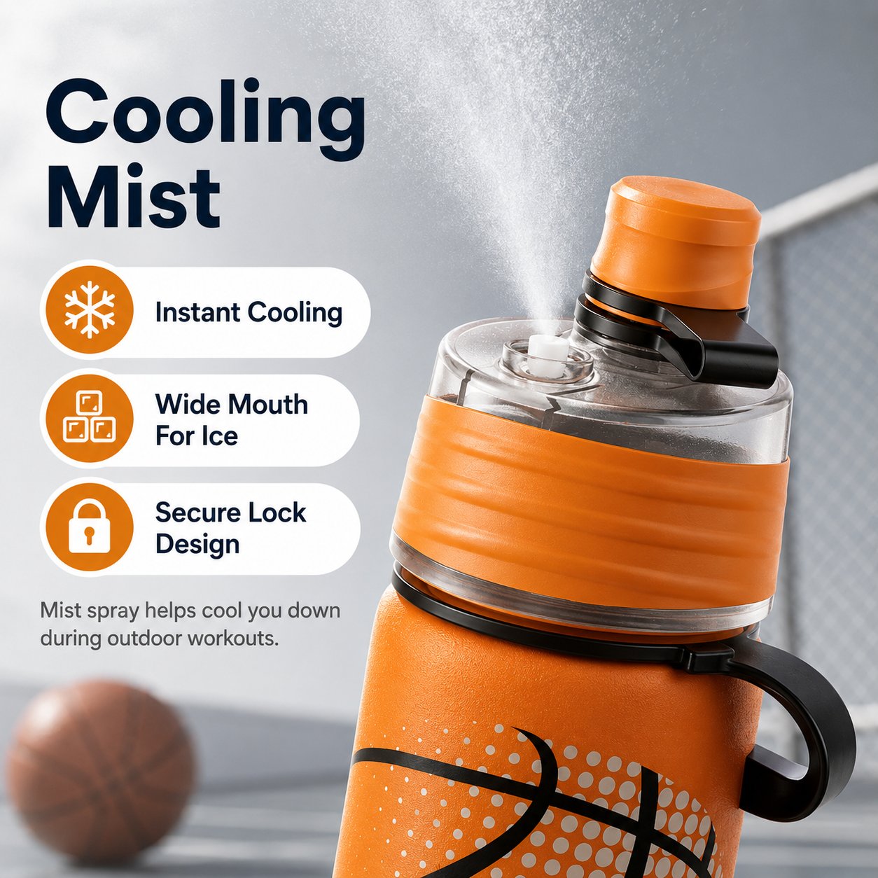🏀 Basketball Gift Sale 49% OFF - Outdoor portable large-capacity spray sports water bottle