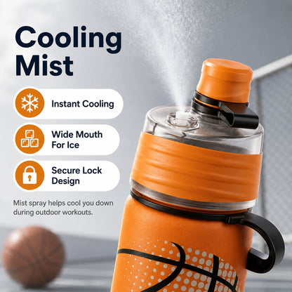 🏀 Basketball Gift Sale 49% OFF - Outdoor portable large-capacity spray sports water bottle