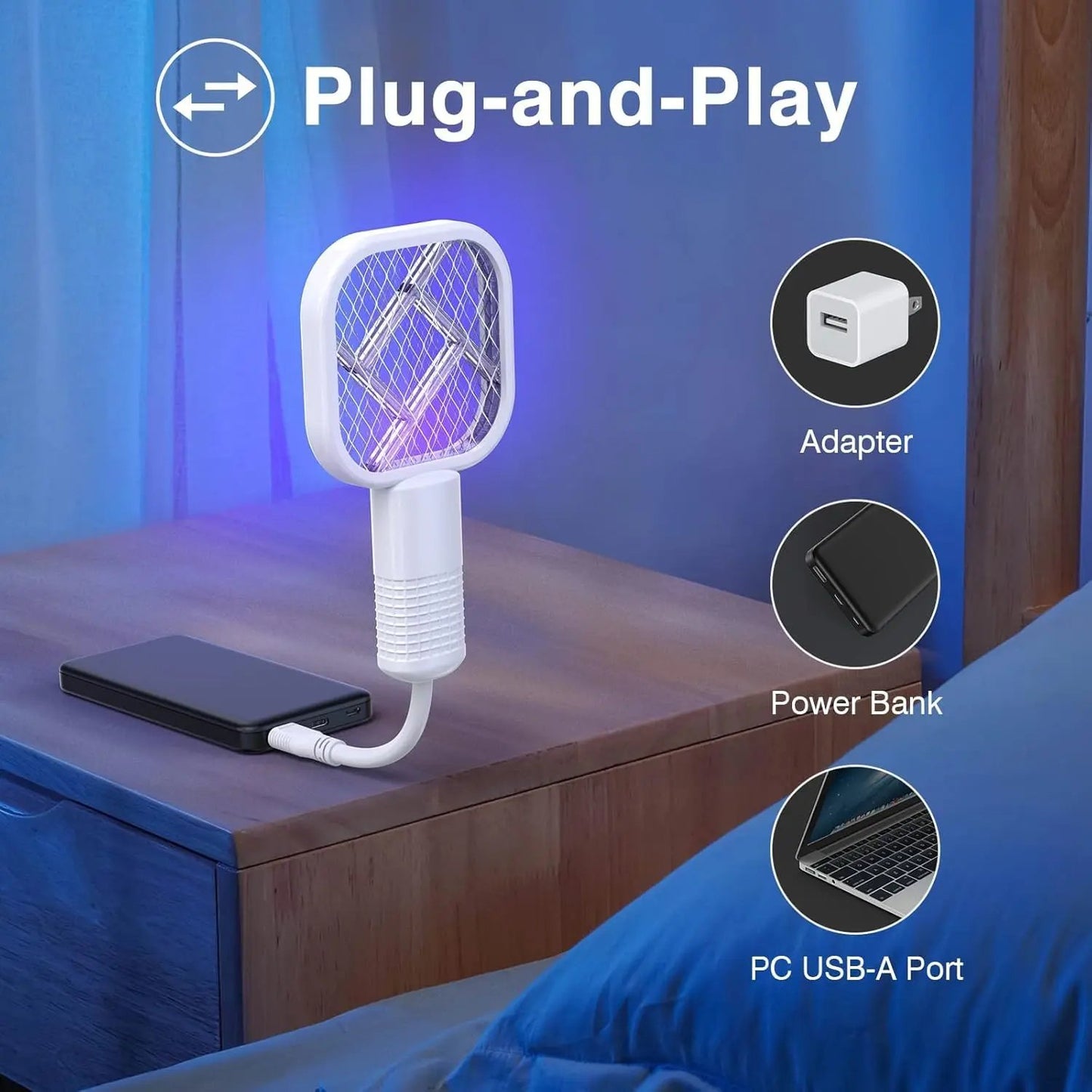 2-in-1 Mini Portable USB Mosquito Zapper & Bug Killer Bat