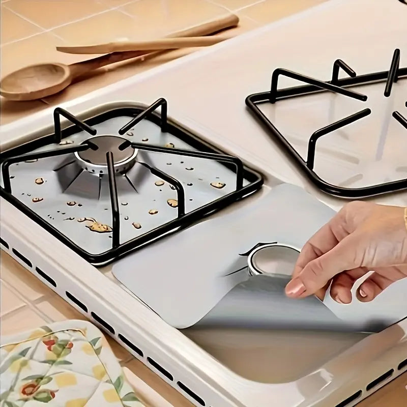 4-Piece Reusable Non-Stick Gas Stove Burner Covers – Heat-Resistant & Washable