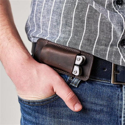 Genuine Leather Knife Sheath Foldable Lightweight Belt Pouch