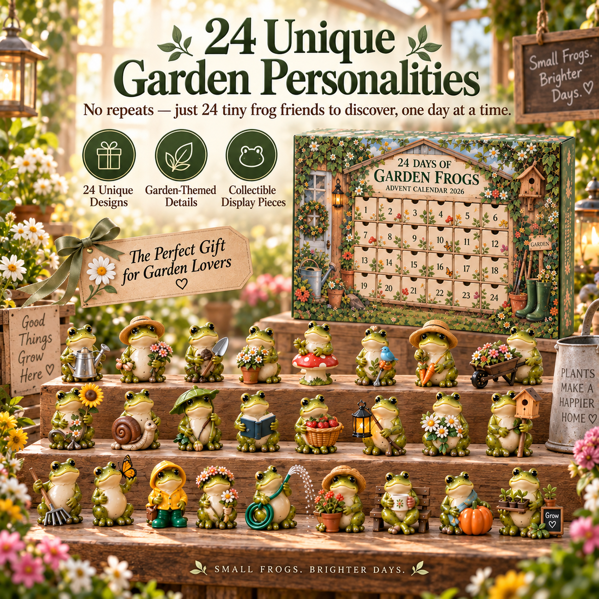 🐸 Garden Frog 24-Day Countdown Calendar – 24 Unique Little Frog Friends & Garden Surprises for Every December Day