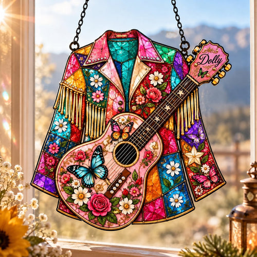 ⏰ LAST DAY 49% OFF - 💃 Handmade Dolly Parton “Coat of Many Colors” Stained Glass Suncatcher