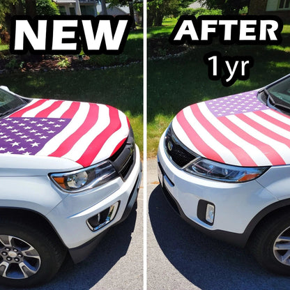 🔥65K+ Sold American Eagle Car Hood Flag Cover 🇺🇸🦅 No Glue, No Tools, Install in 1 Minute 🚗