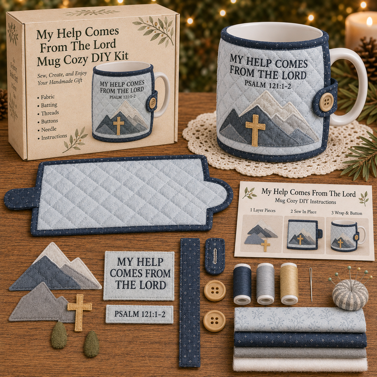 ✝️ Faith & Scripture Mug Cozy Sewing Kit