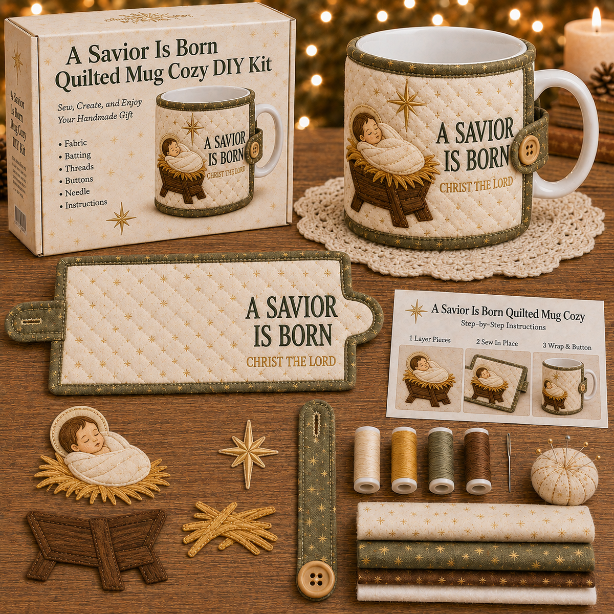 ✝️ Christmas Faith Mug Cozy Sewing Kit