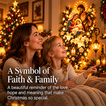 ⏳ Last Day 49% OFF –✨ Glowing Holy Family Floral Wall Decor
