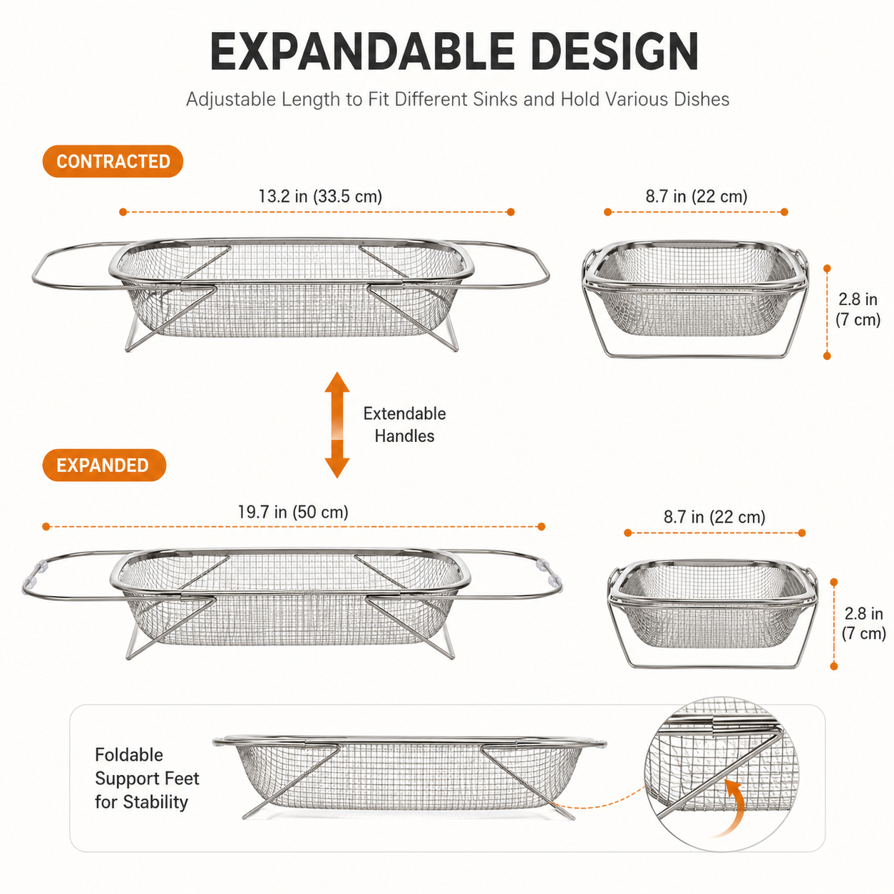 🔥50% OFF TODAY💦Adjustable Over-the-Sink Strainer Basket