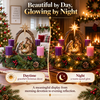 ✨ Last Day – 60% OFF-✝️ Lighted Nativity Advent Wreath🕯️